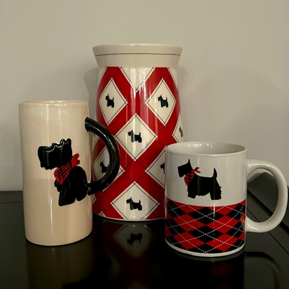 Scottie Terrier Dog Mugs Jar Red and Black